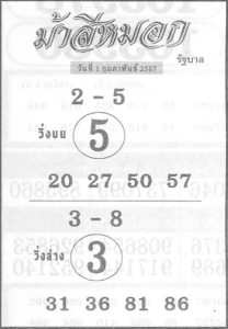 หวยม้าสีหมอก 1/2/67