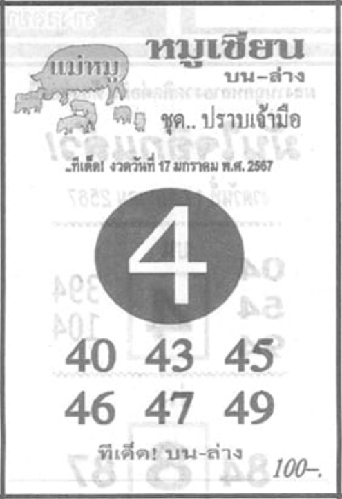 หวยหมูเซียน 17/1/67