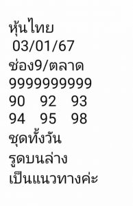 หวยหุ้น 3/1/67 ชุดที่ 6