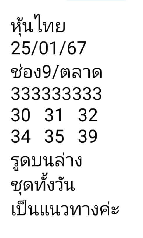 หวยหุ้น 25/1/67 ชุดที่ 6