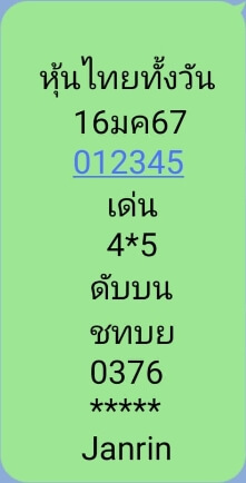 หวยหุ้น 16/1/67 ชุดที่ 9