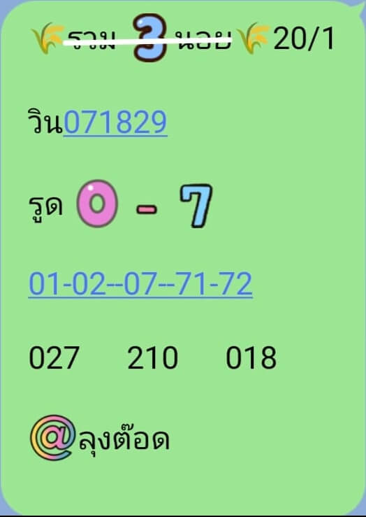 หวยฮานอย 20/1/67 ชุดที่ 6