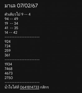 หวยมาเลย์ 7/2/67 ชุดที่ 3