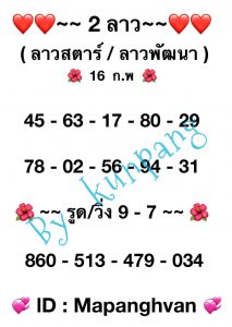 หวยลาว 16/2/67 ชุดที่ 7