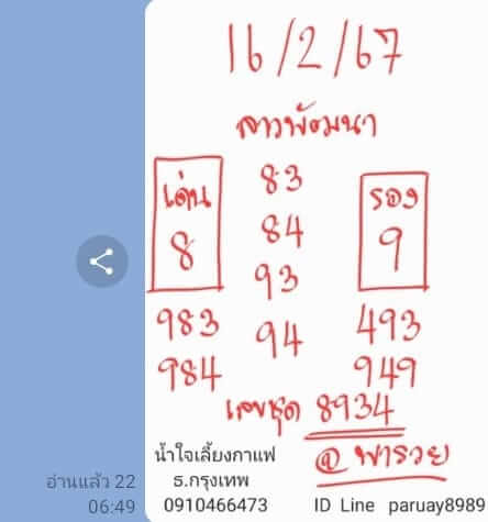 หวยลาว 16/2/67 ชุดที่ 8