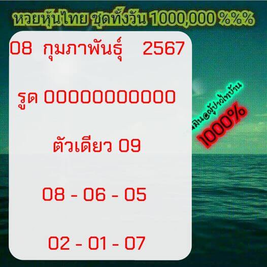 หวยหุ้น 8/2/67 ชุดที่ 1