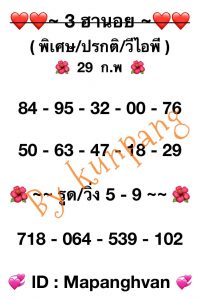 หวยฮานอย 29/2/67 ชุดที่ 1