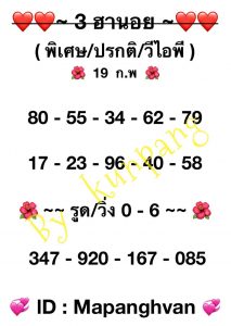 หวยฮานอย 19/2/67 ชุดที่ 4