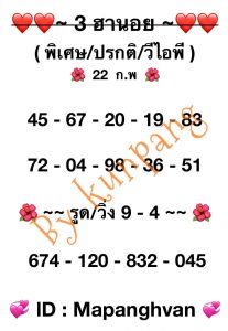 หวยฮานอย 22/2/67 ชุดที่ 4