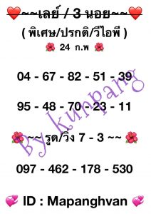 หวยฮานอย 24/2/67 ชุดที่ 4