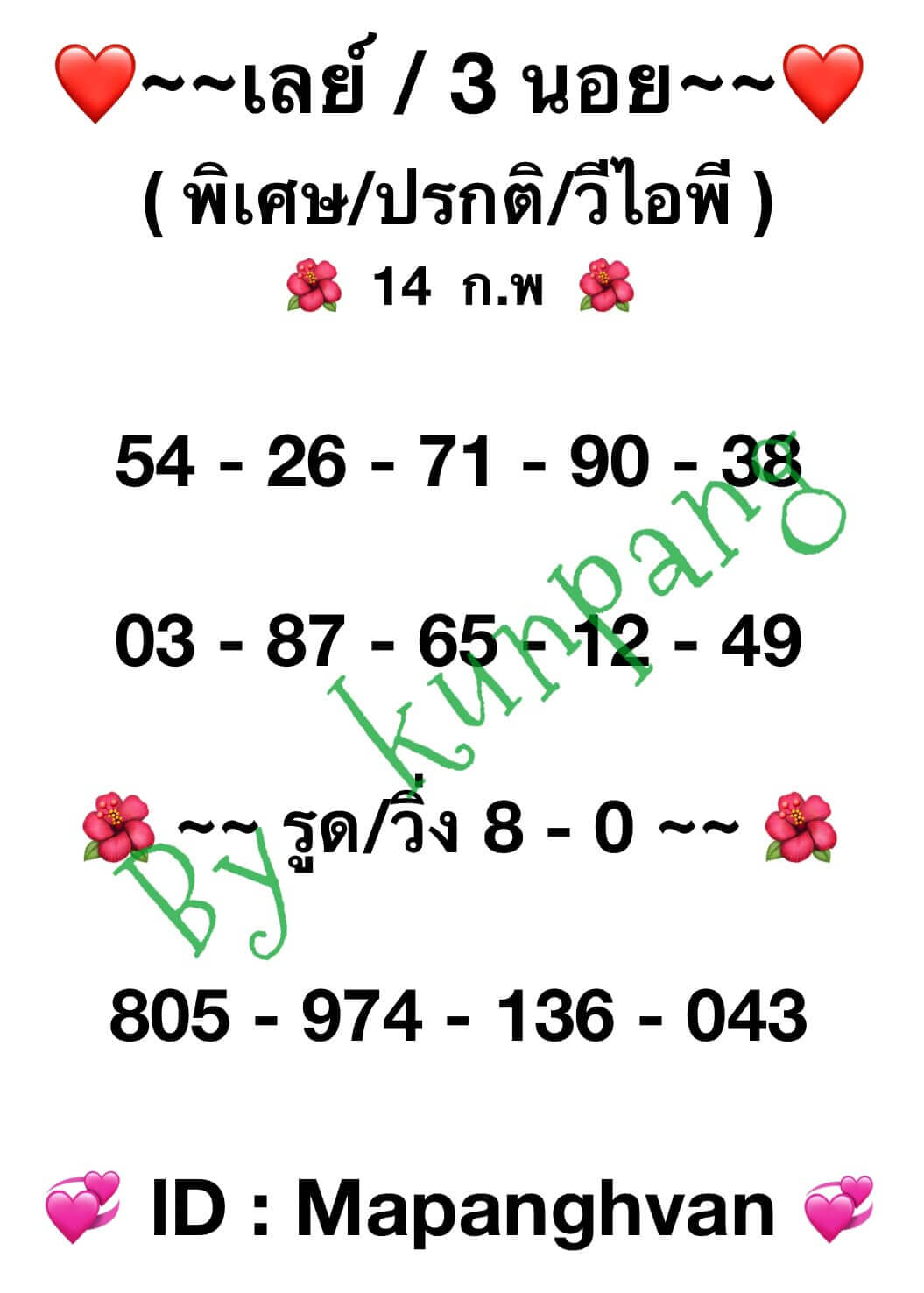 หวยฮานอย 14/2/67 ชุดที่ 6