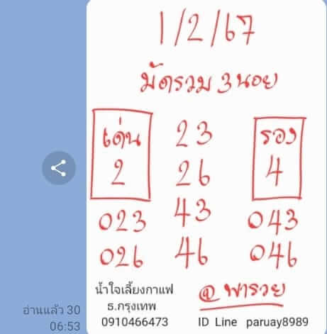 หวยฮานอย 1/2/67 ชุดที่ 6