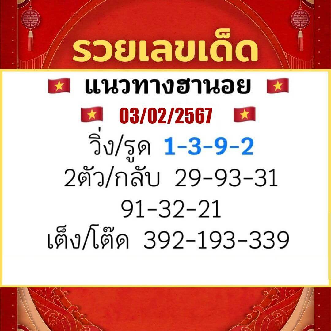 หวยฮานอย 3/2/67 ชุดที่ 7