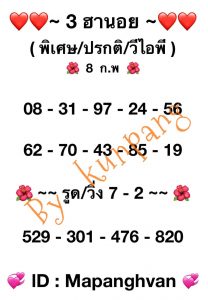 หวยฮานอย 8/2/67 ชุดที่ 7