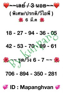 หวยมาเลย์ 6/3/67 ชุดที่ 1