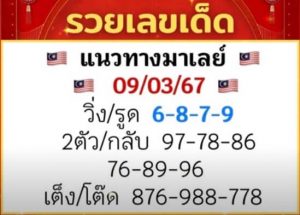 หวยมาเลย์ 9/3/67 ชุดที่ 8