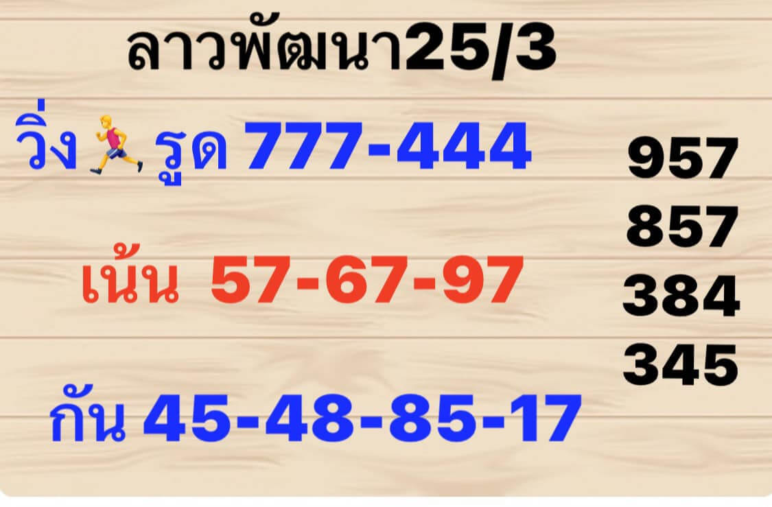 หวยลาว 25/3/67 ชุดที่ 1