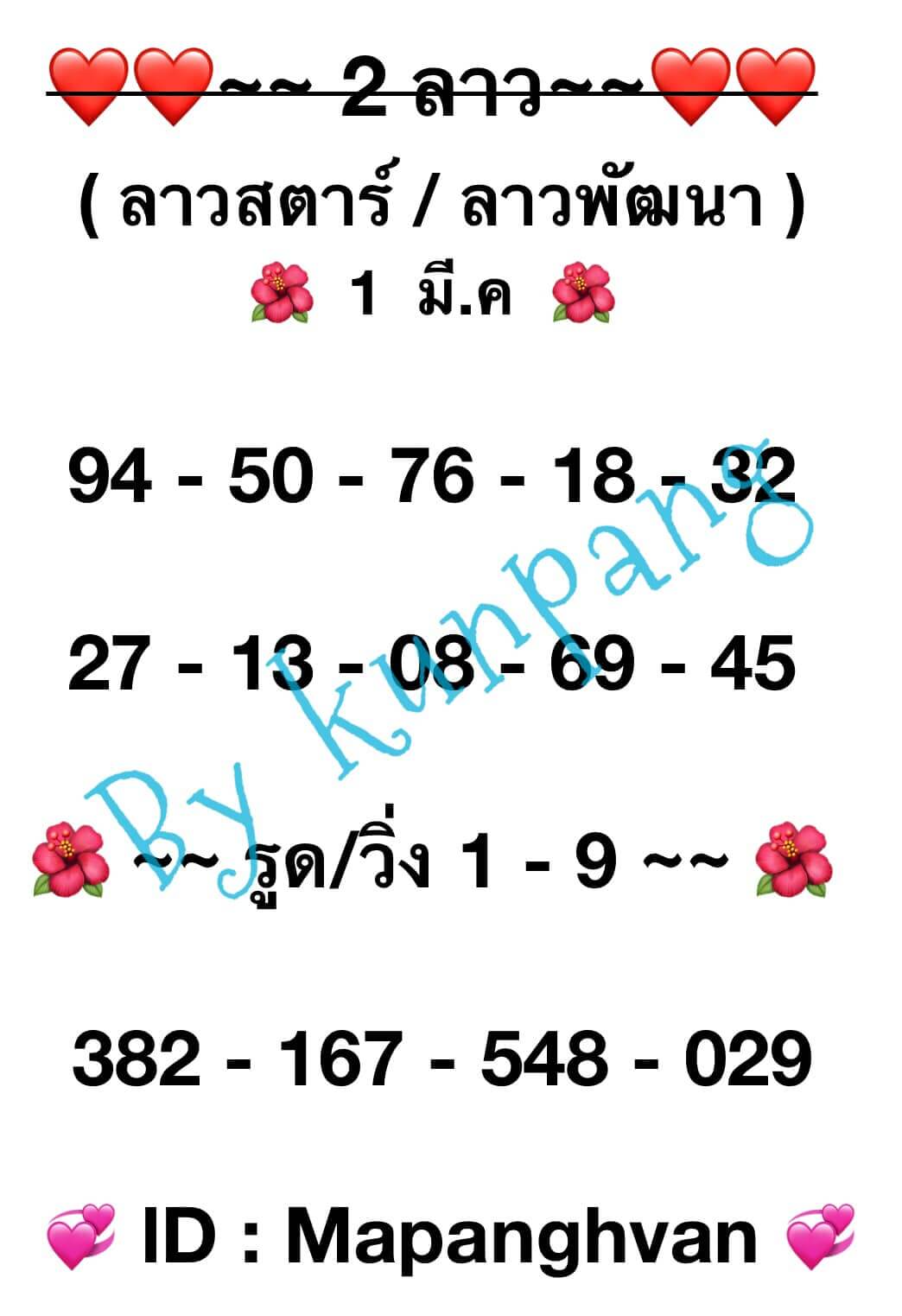 หวยลาว 1/3/67 ชุดที่ 2