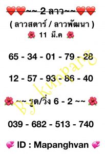 หวยลาว 11/3/67 ชุดที่ 3