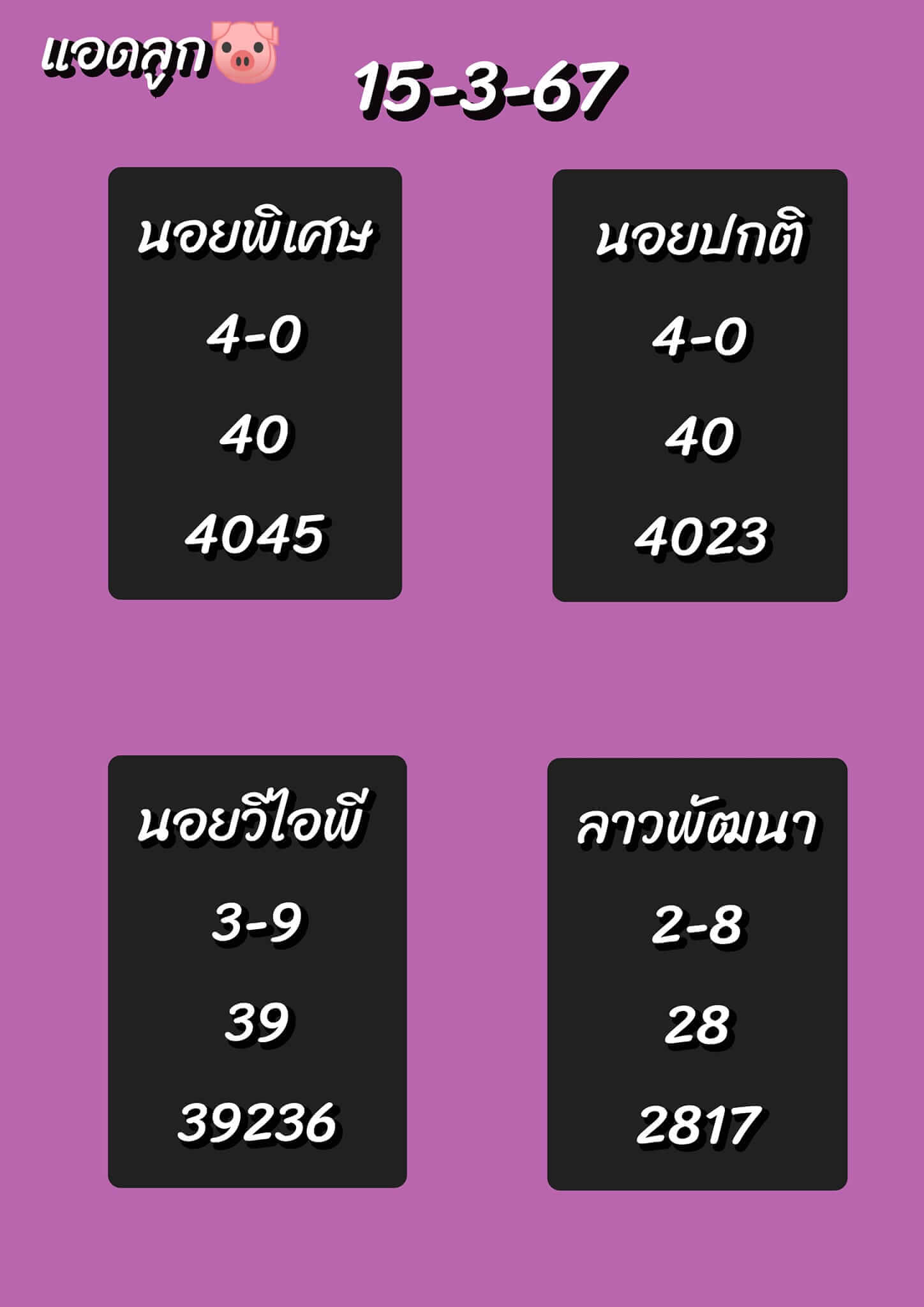 หวยลาว 15/3/67 ชุดที่ 3