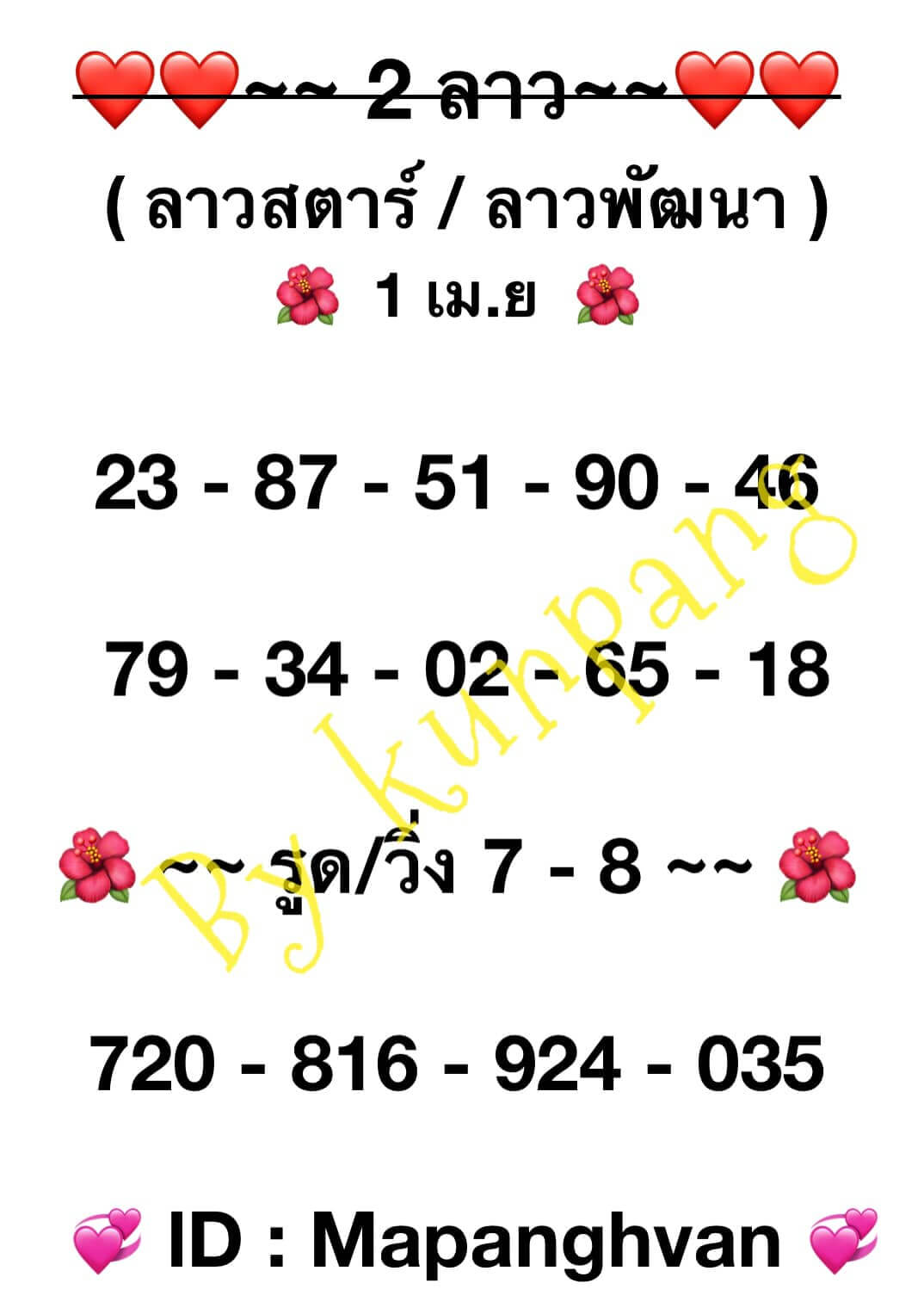 หวยลาว 1/4/67 ชุดที่ 7