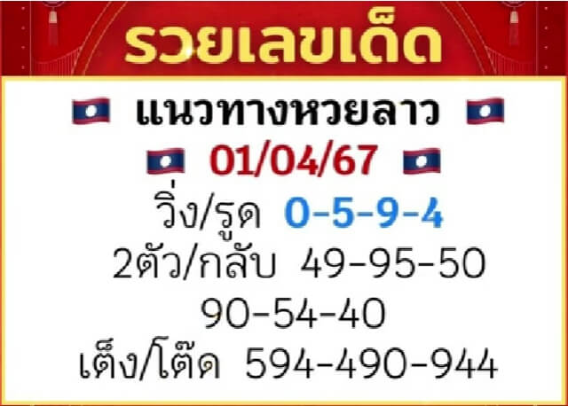 หวยลาว 1/4/67 ชุดที่ 8