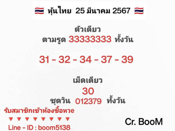 หวยหุ้น 25/3/67 ชุดที่ 1