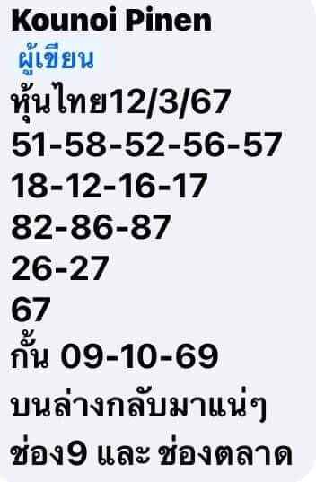 หวยหุ้น 12/3/67 ชุดที่ 4