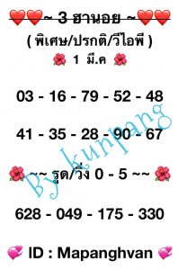 หวยฮานอย 1/3/67 ชุดที่ 1