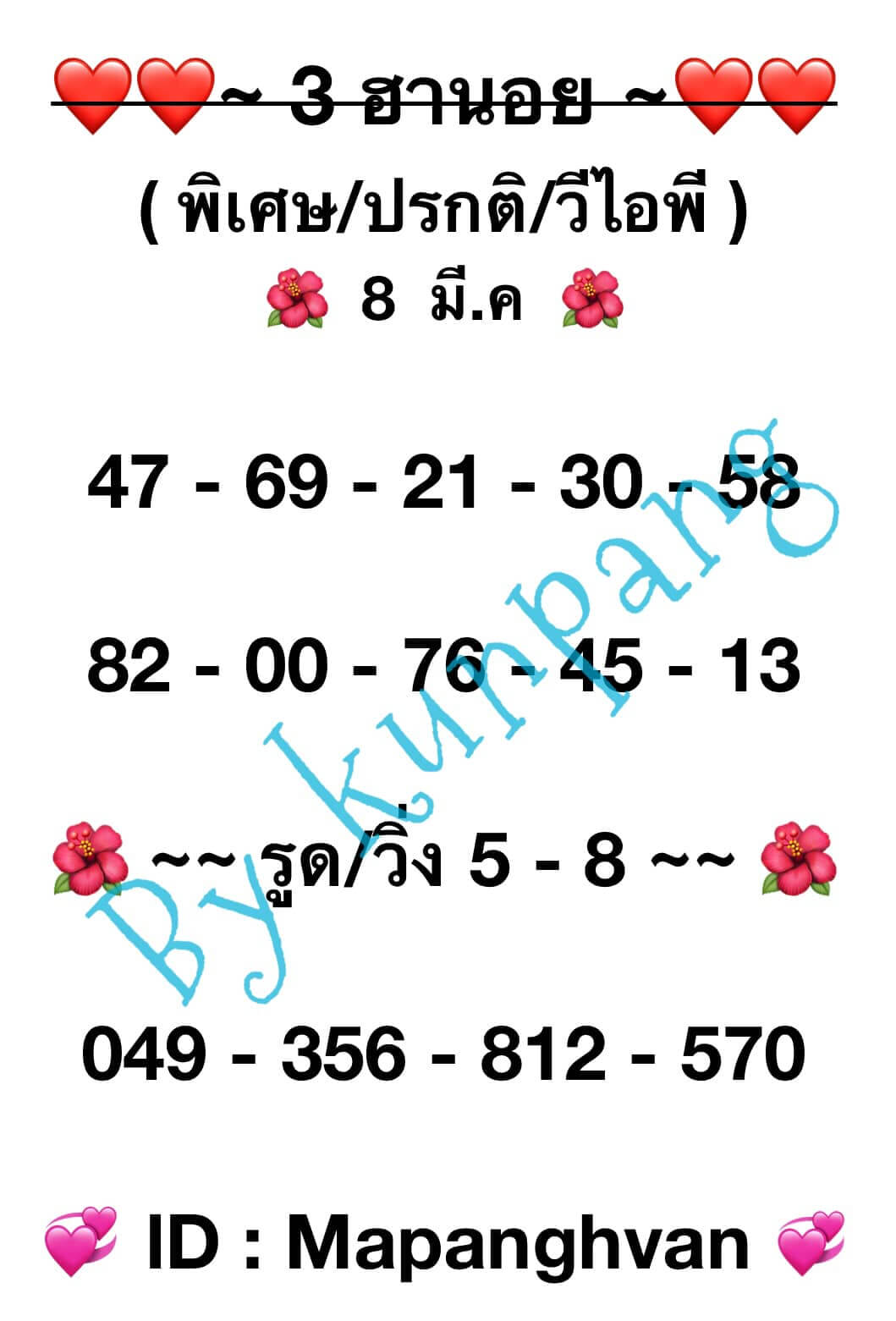 หวยฮานอย 8/3/67 ชุดที่ 1