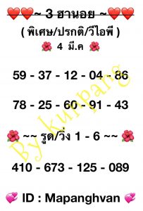 หวยฮานอย 4/3/67 ชุดที่ 4