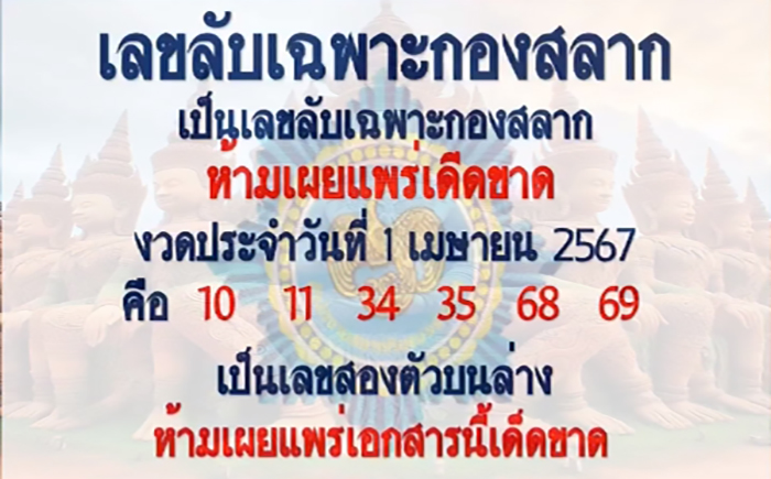 เลขลับเฉพาะกองสลาก 1/4/67