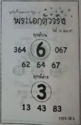 หวยพระเอกตัวจริง 16/4/67