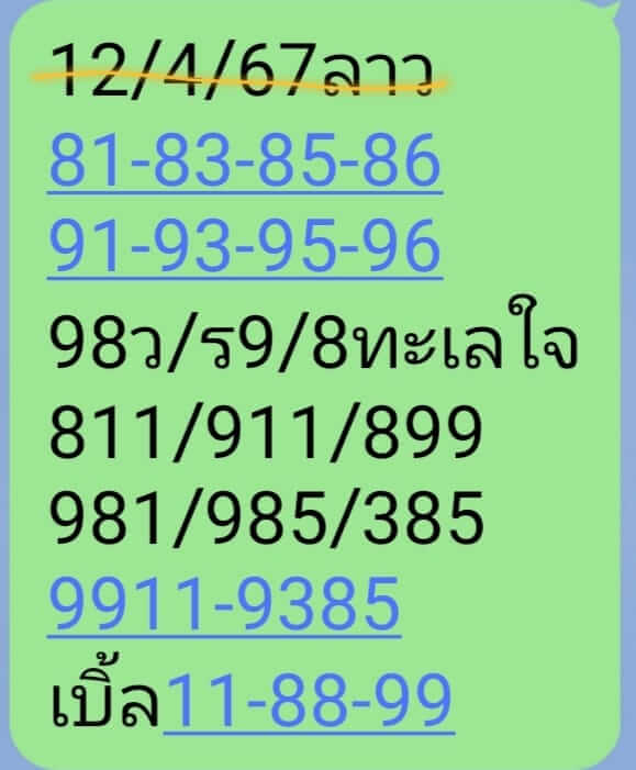 หวยลาว 12/4/67 ชุดที่ 2