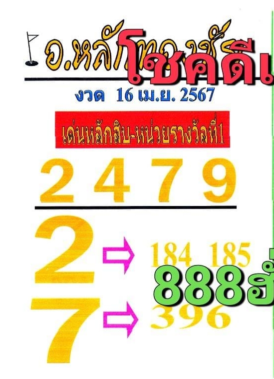 หวยอาจารย์หลักทองชัย 16/4/67