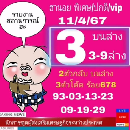 หวยฮานอย 11/4/67 ชุดที่ 9