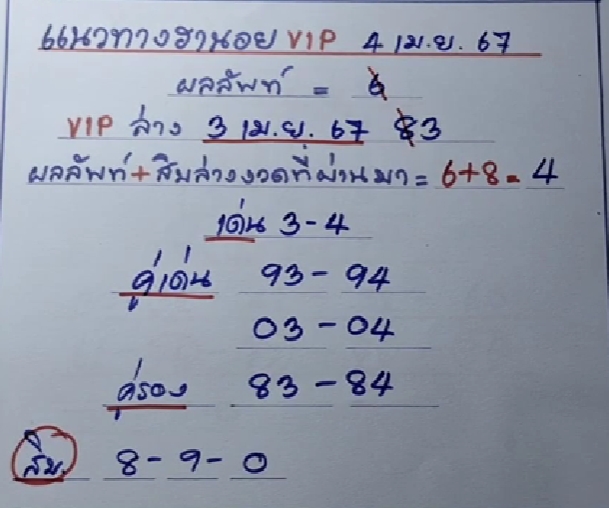 หวยฮานอย 4/4/67 ชุดที่ 8