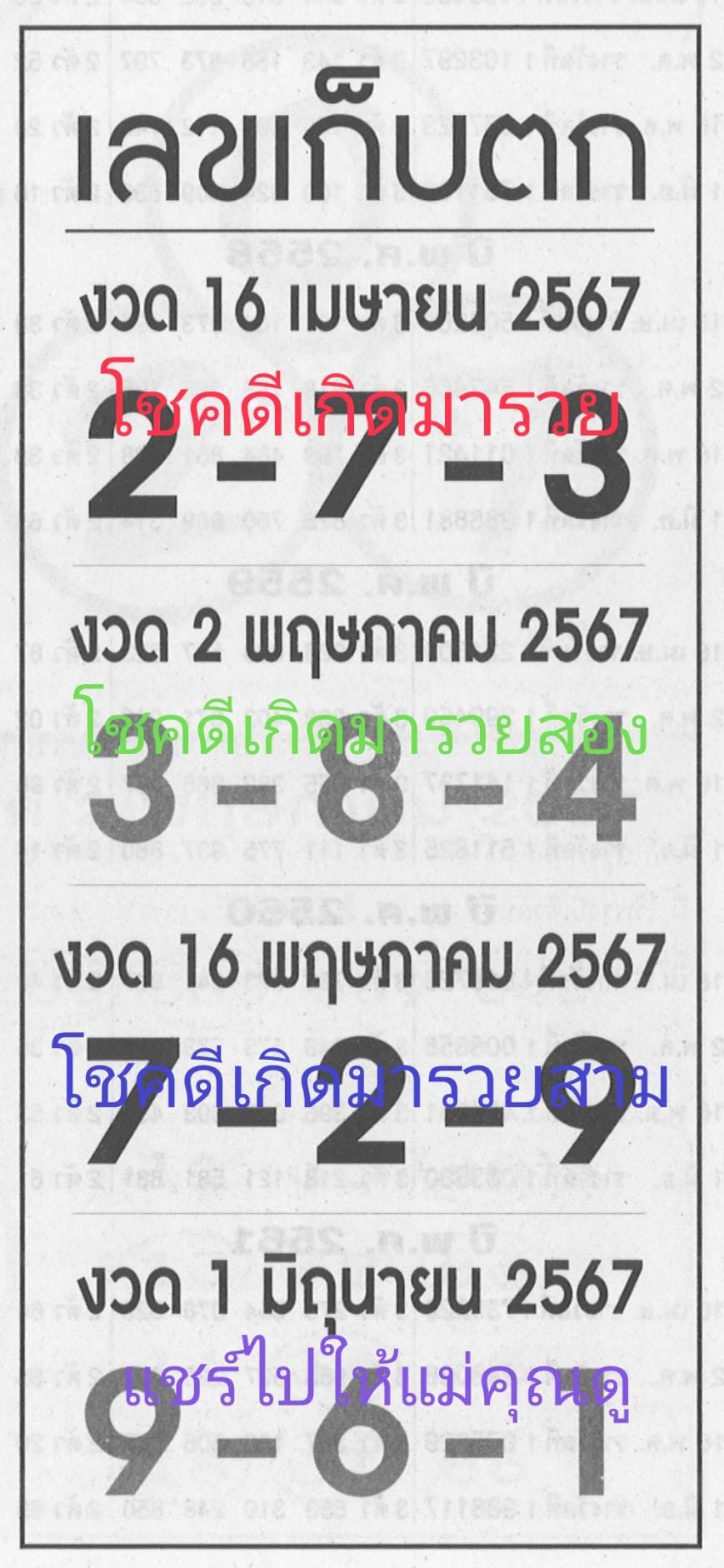 เลขเก็บตก 16/4/67