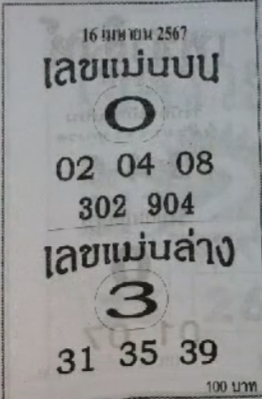 เลขแม่นบน แม่นล่าง 16/4/67