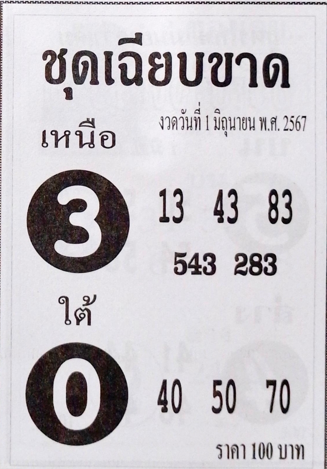 หวยชุดเฉียบขาด 1/6/67