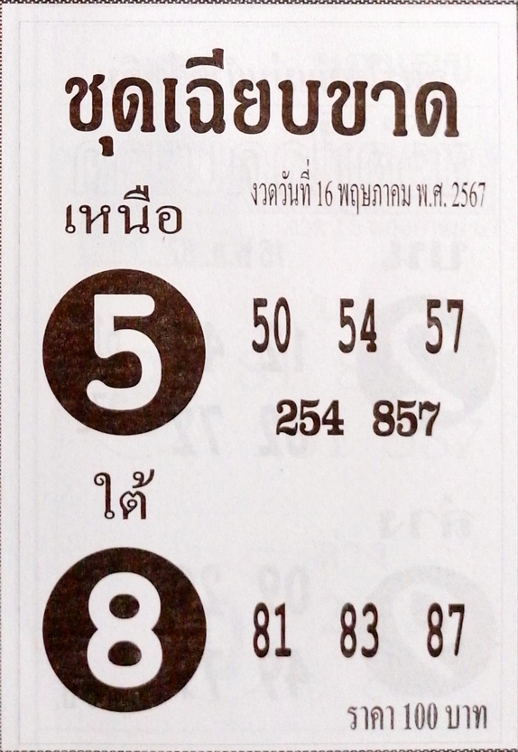 หวยชุดเฉียบขาด 16/5/67