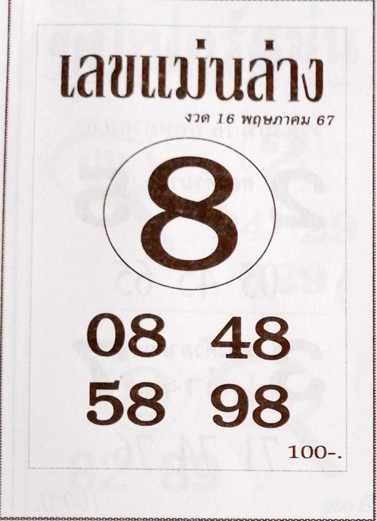 เลขแม่นล่าง 16/5/67