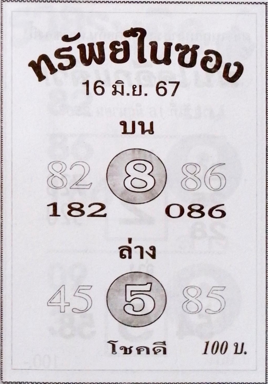 หวยทรัพย์ในซอง 16/6/67