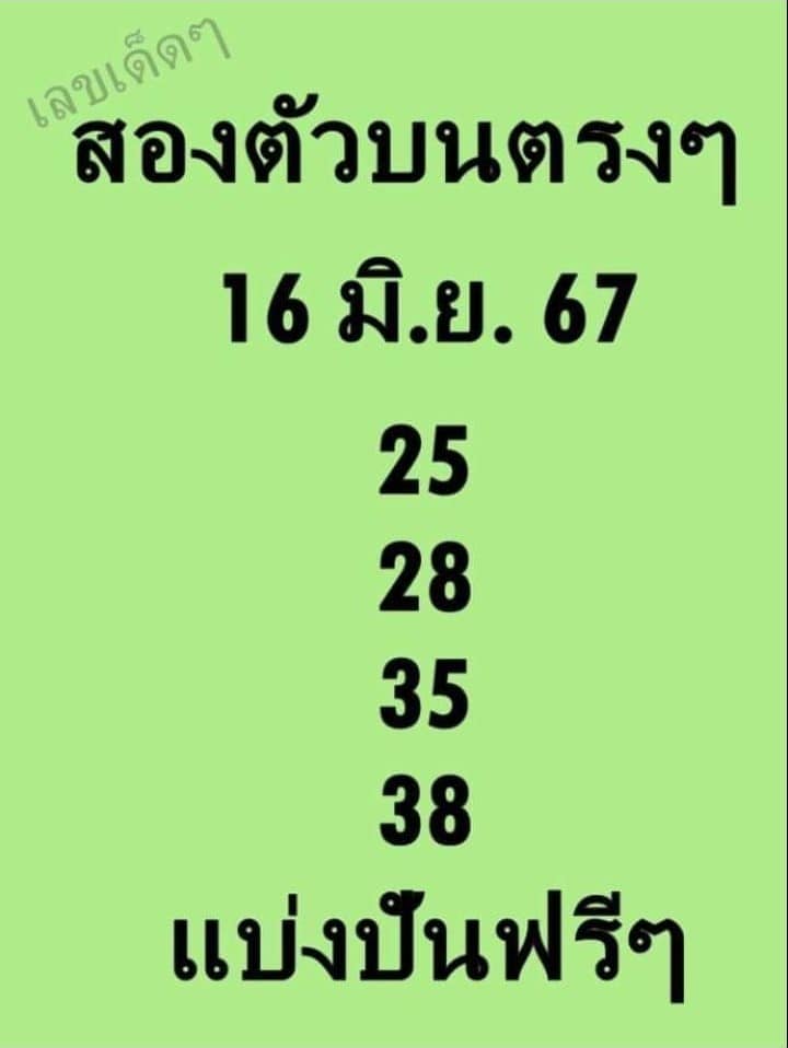 หวยสองตัวบนตรงๆ 16/6/67
