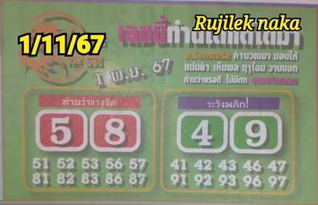 หวยมังกรเมรัย 1/11/67