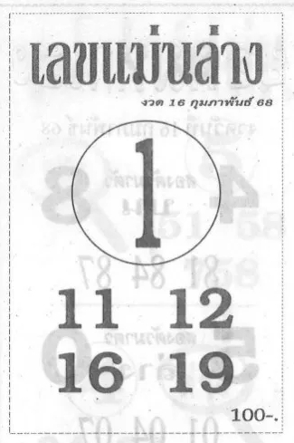 เลขแม่นล่าง 16/2/68