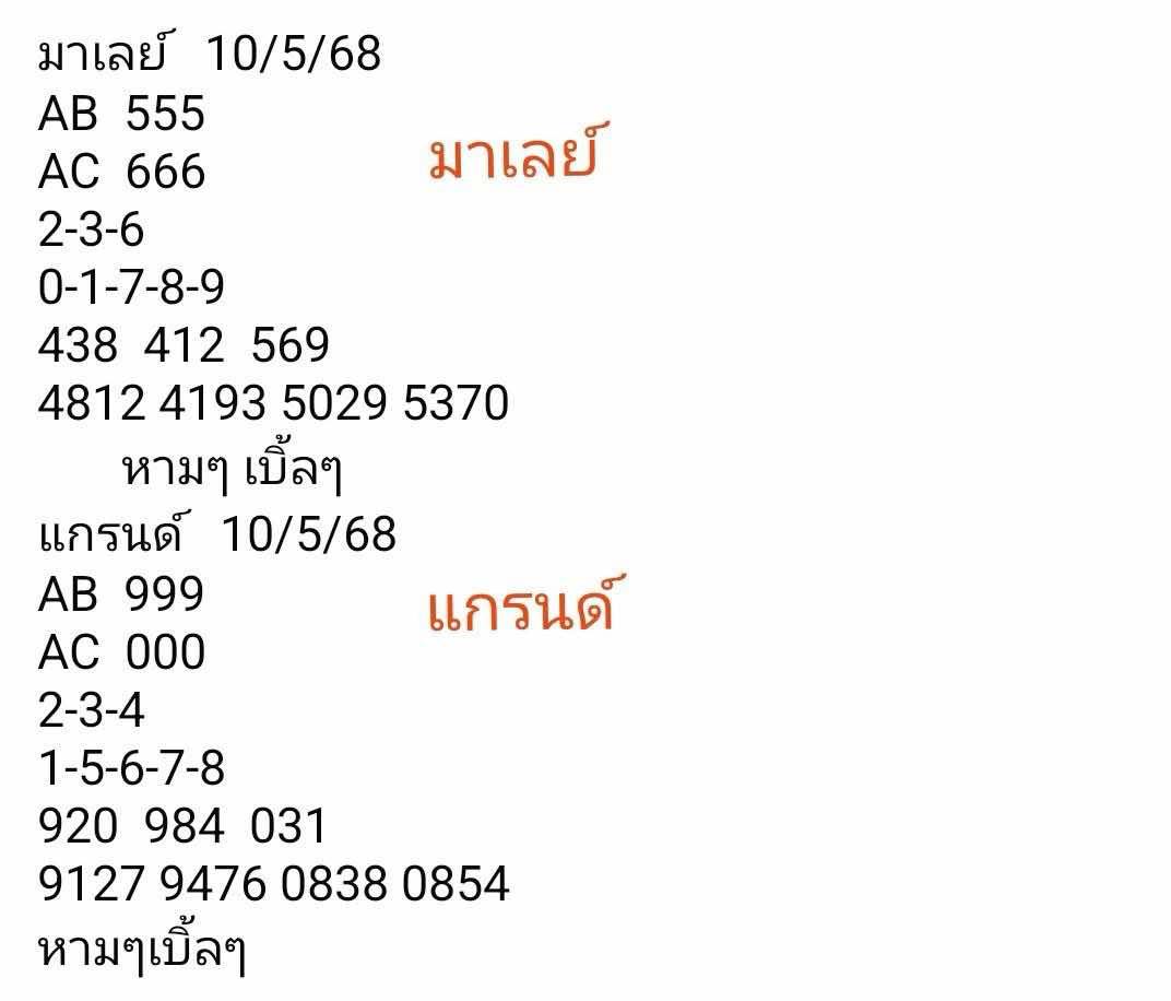 หวยมาเลย์ 10/5/68