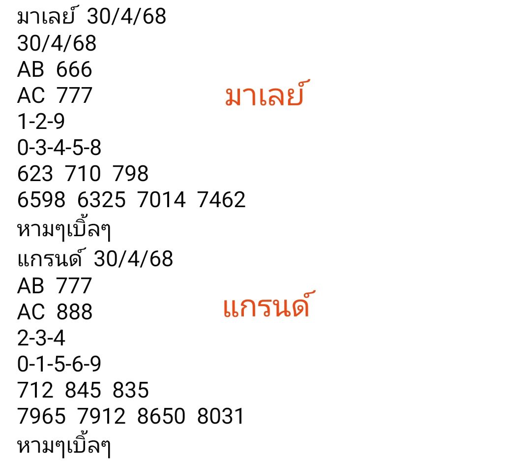 หวยมาเลย์ 30-4-68-10