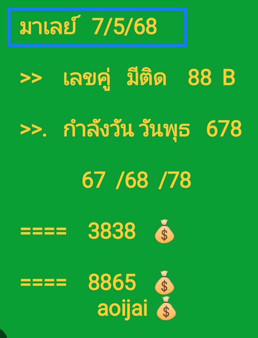 หวยมาเลย์ 7/5/68