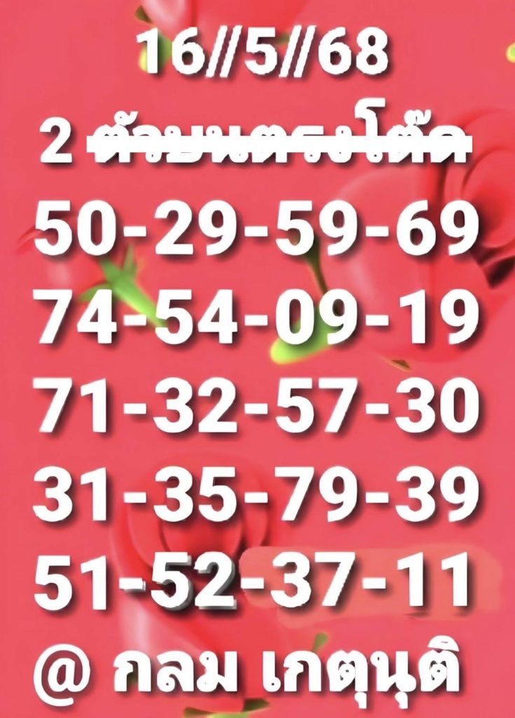 หวยกลมเกตุนุติ 16/5/68